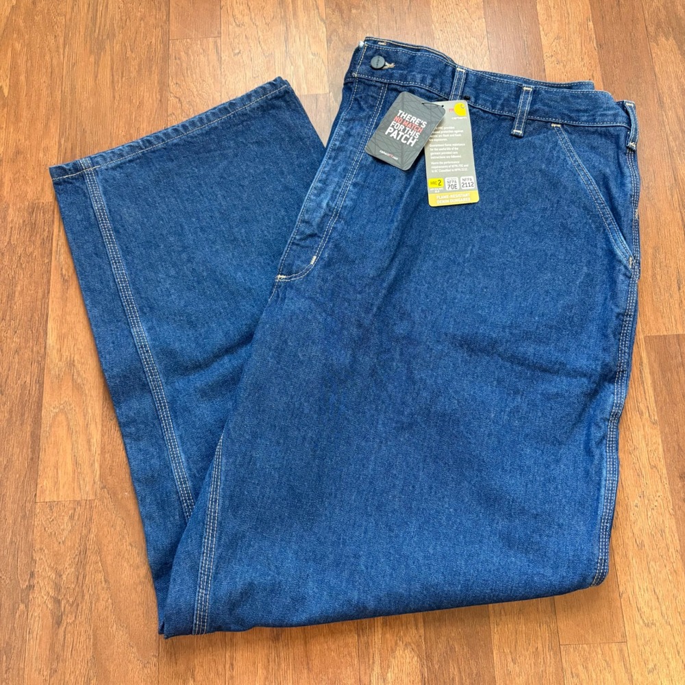 Carhartt FRB13 DNM Mens 50x32 Flame Resistant FR Denim Dungaree Work Pants New